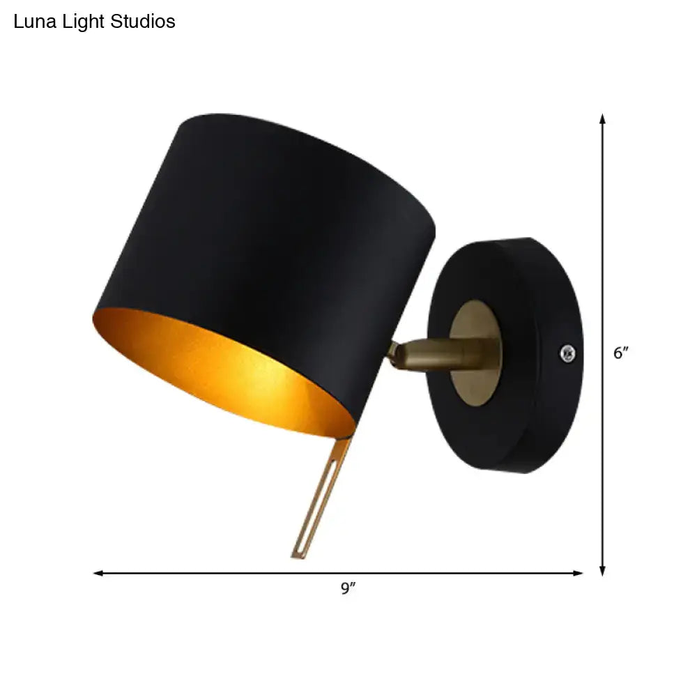 Pink Brass Cylinder Sconce by Decorbites; black exterior with gold interior, wall-mounted on Tampa Home & Garden Store