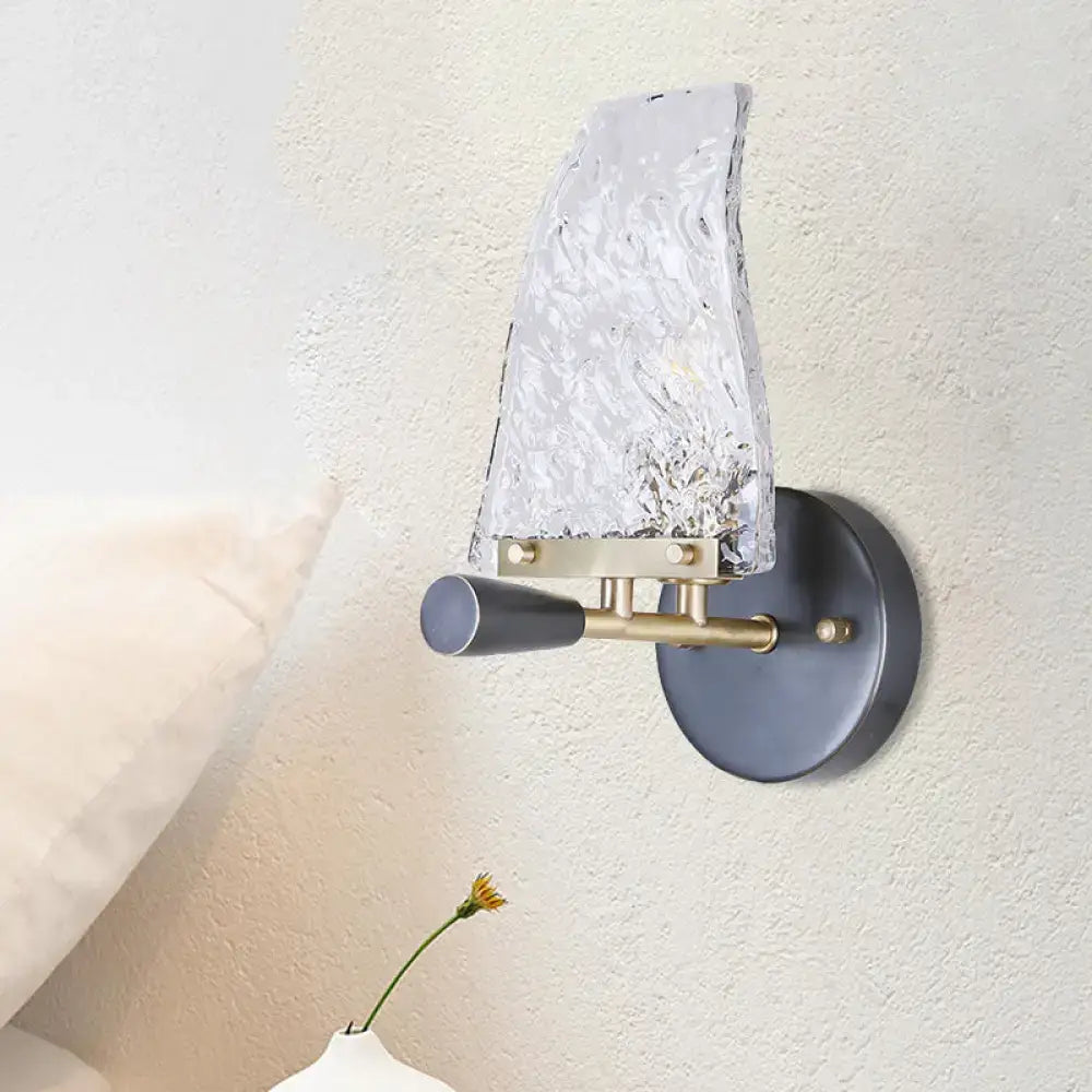 Black brass sail sconce with glass sail shade and circular backplate Decorbites on Tampa Home & Garden Store