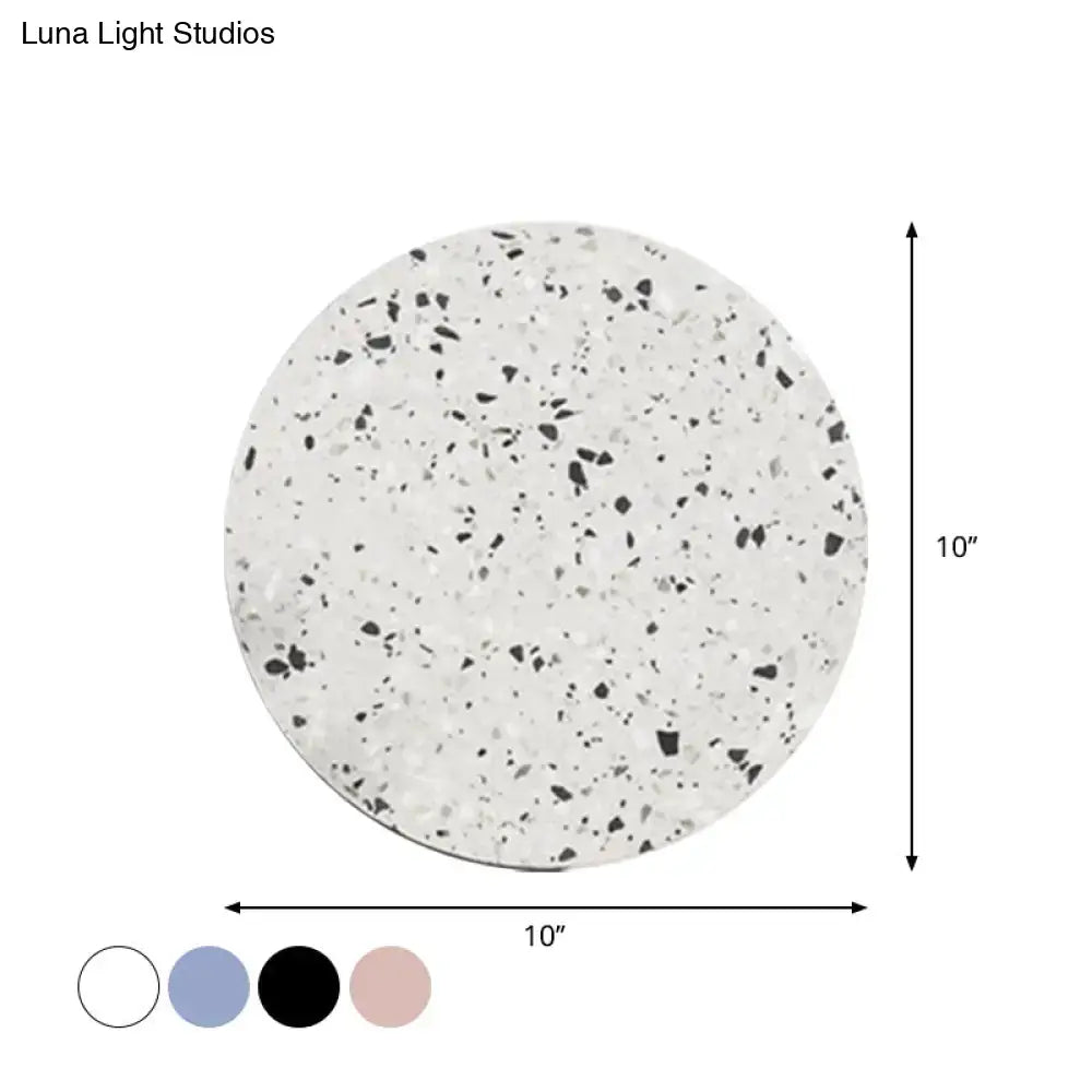 Terrazzo round LED wall sconce by Decorbites, white with black specks, 10-inch diameter on Tampa Home & Garden Store