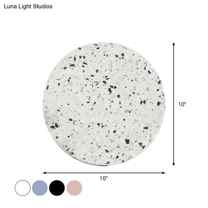 Terrazzo round LED wall sconce by Decorbites, white with black specks, 10-inch diameter on Tampa Home & Garden Store