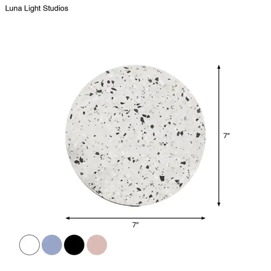 Minimalist terrazzo round LED wall sconce 7in, white terrazzo with black specks, Decorbites on Tampa Home & Garden Store