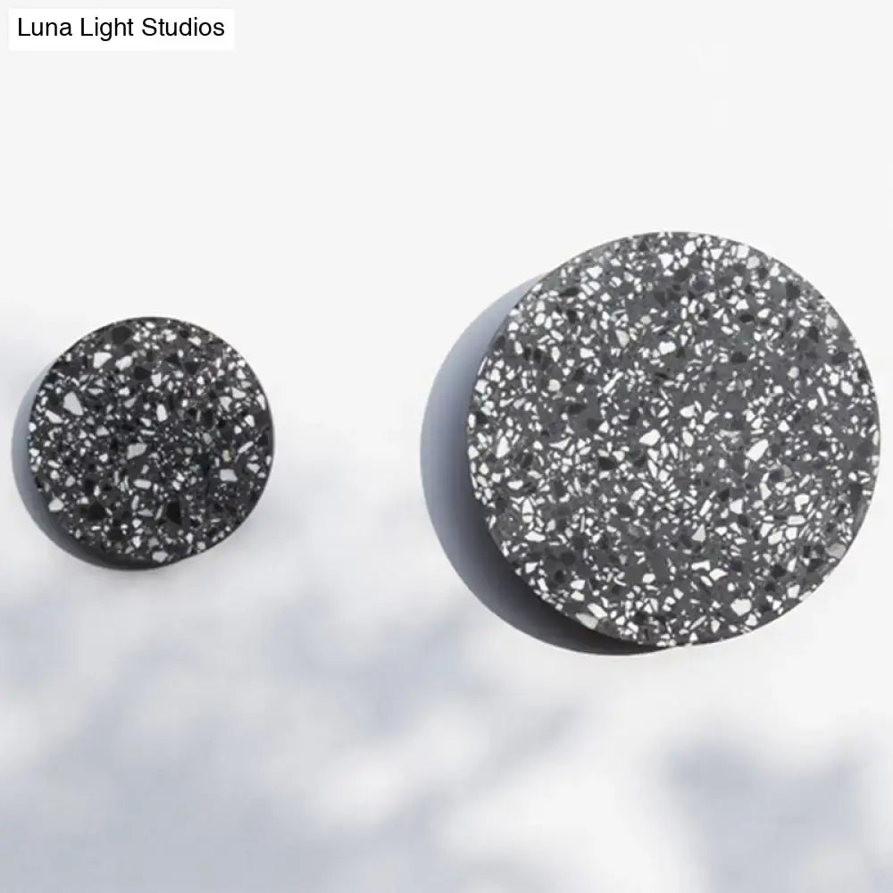 Minimalist terrazzo round LED wall sconce set of two in gray terrazzo finish on Tampa Home & Garden Store