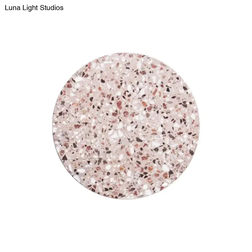 Minimalist terrazzo round LED wall sconce pink terrazzo by Decorbites for bedroom lighting on Tampa Home & Garden Store