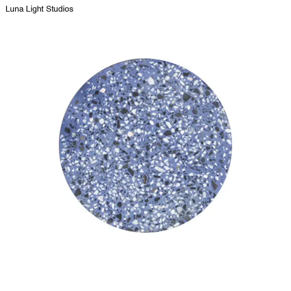 Minimalist terrazzo round LED wall sconce in blue-purple speckled finish by Decorbites on Tampa Home & Garden Store