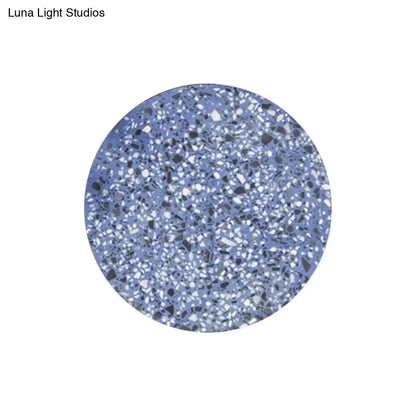 Minimalist terrazzo round LED wall sconce in blue-purple speckled finish by Decorbites on Tampa Home & Garden Store