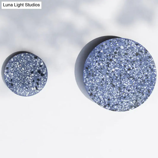 Minimalist terrazzo round LED wall sconce blue-gray finish Decorbites bedroom light pair on Tampa Home & Garden Store