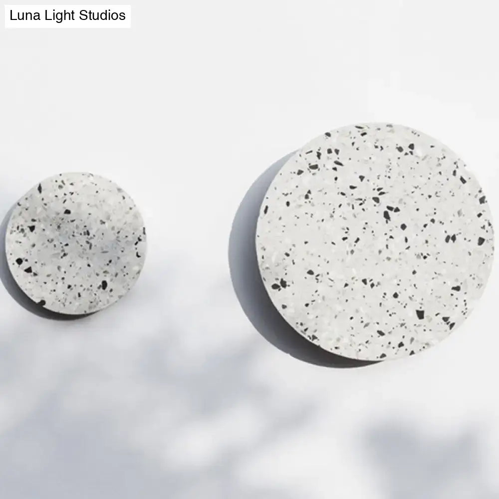 Minimalist terrazzo round LED wall sconce by Decorbites, white speckled surface pair on Tampa Home & Garden Store