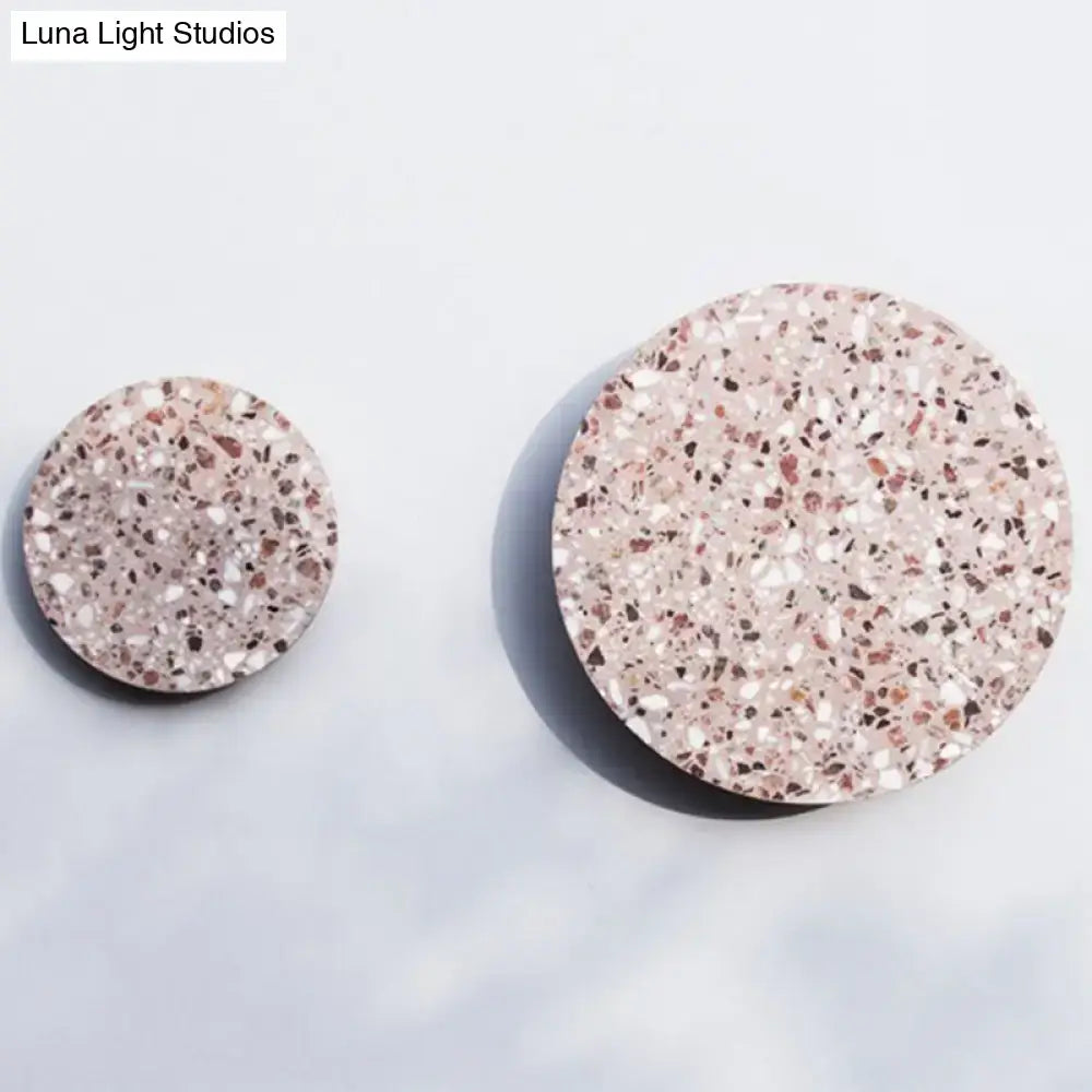 Minimalist pink speckled terrazzo round LED wall sconces set of 2 for bedroom Decorbites on Tampa Home & Garden Store