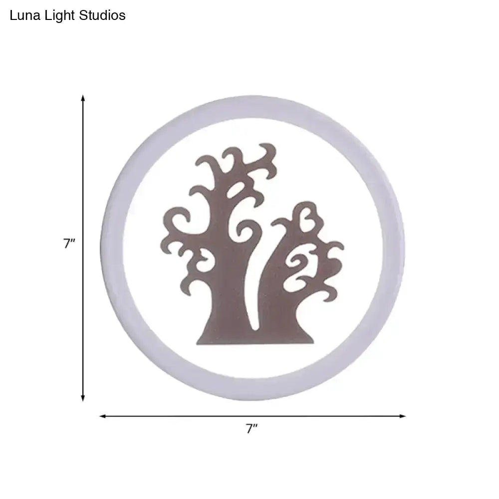 Minimalist Tree Silhouette Wall Lamp White Coffee