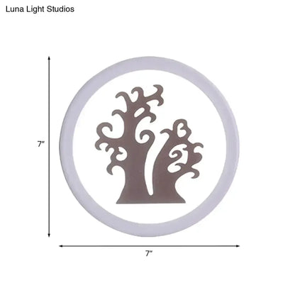 Minimalist Tree Silhouette Wall Lamp White Coffee