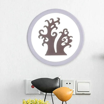 Minimalist Tree Silhouette Wall Lamp White Coffee