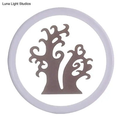 Minimalist Tree Silhouette Wall Lamp White Coffee