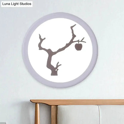 Minimalist Tree Silhouette Wall Lamp White Coffee