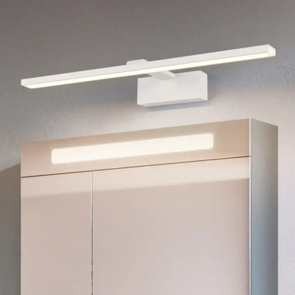 White Acrylic Vanity Light, long linear LED bar, wall-mounted on Tampa Home & Garden Store