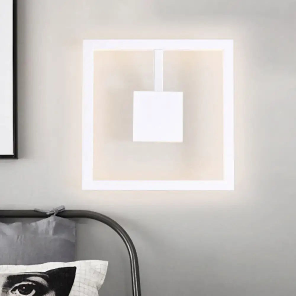 White acrylic dual-voltage metal wall light by Decorbites with frame and hanging shade on Tampa Home & Garden Store
