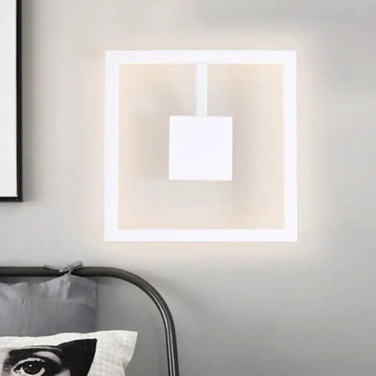 White acrylic dual-voltage metal wall light by Decorbites with frame and hanging shade on Tampa Home & Garden Store