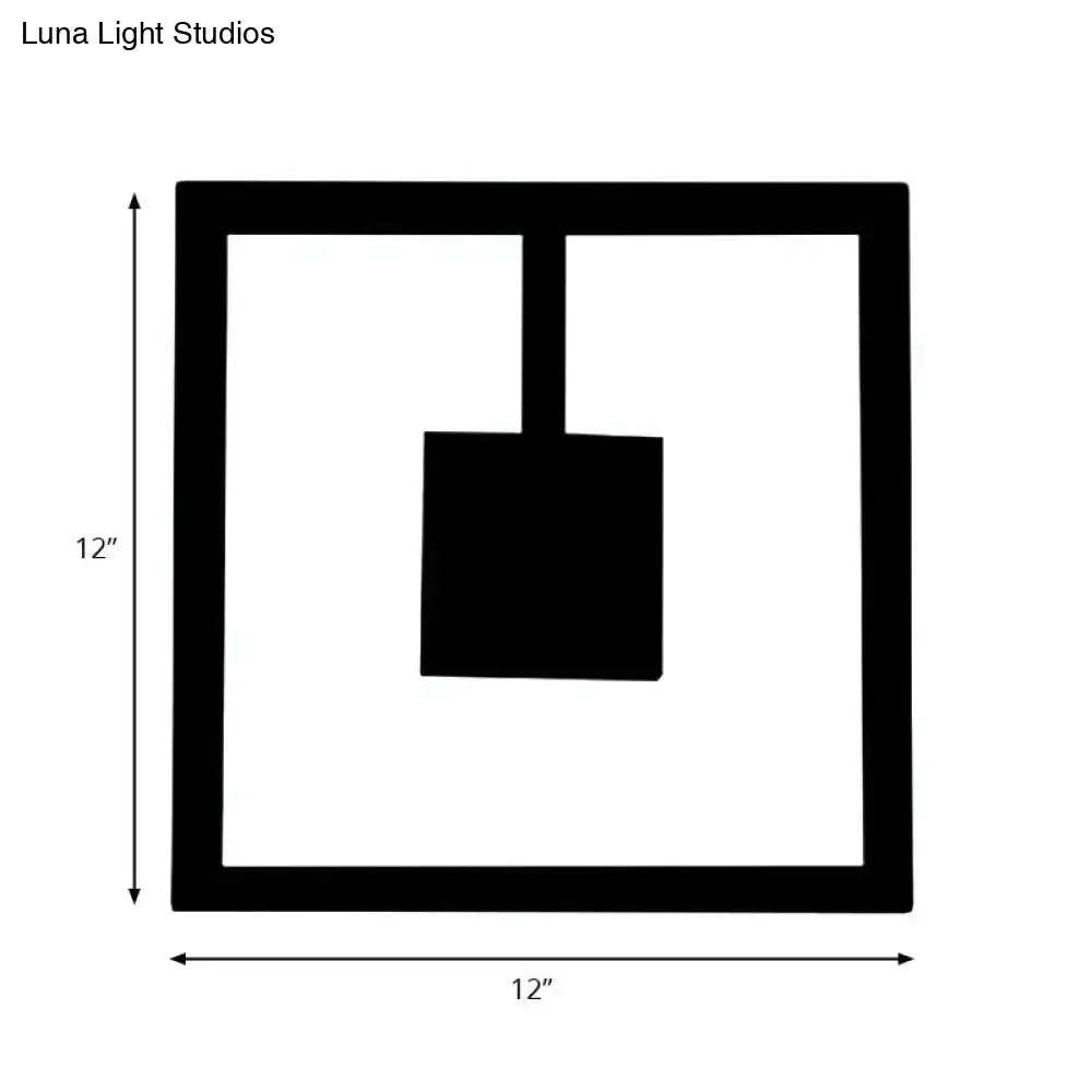 White Acrylic Dual-Voltage Metal Wall Light square frame with centered hanging shade on Tampa Home & Garden Store