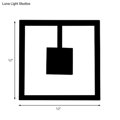 White Acrylic Dual-Voltage Metal Wall Light square frame with centered hanging shade on Tampa Home & Garden Store