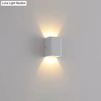 White Brass Cube Wall Lamp by Decorbites, square wall sconce casting warm up/down light on Tampa Home & Garden Store