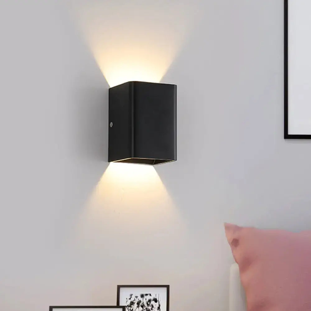 White Brass Cube Wall Lamp black cube wall sconce with warm uplight and downlight Decorbites on Tampa Home & Garden Store