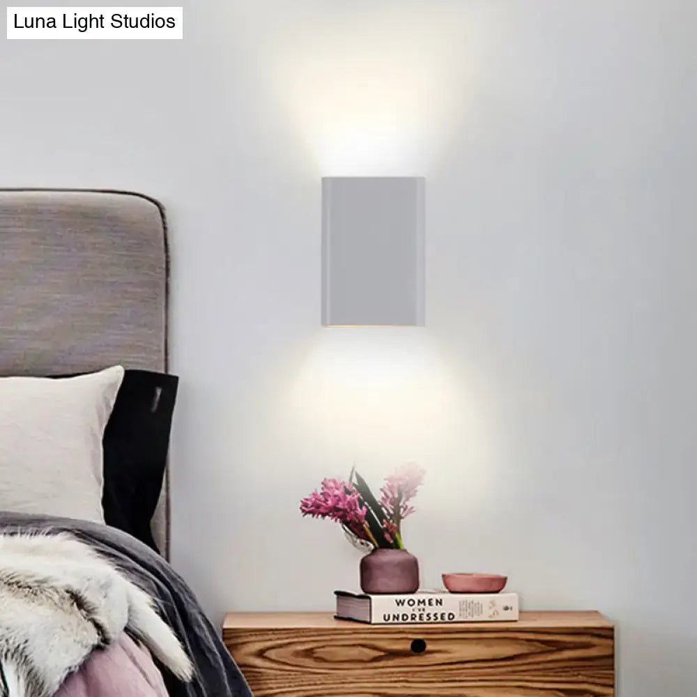 White Brass Cube Wall Lamp by Decorbites wall sconce casts upward and downward light beside bed on Tampa Home & Garden Store