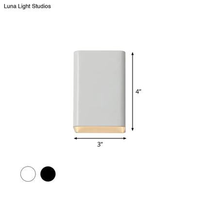 White brass cube wall lamp by Decorbites, 4in tall by 3in wide with brass bottom trim on Tampa Home & Garden Store