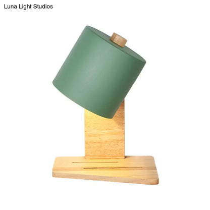 Green Nordic Wall Sconce Decorbites with wooden base and angled green shade on Tampa Home & Garden Store