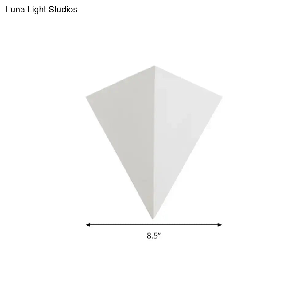 White cone wall lamp by Decorbites, faceted geometric wall sconce, 8.5 in wide on Tampa Home & Garden Store