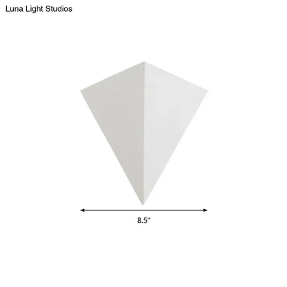 White cone wall lamp by Decorbites, faceted geometric wall sconce, 8.5 in wide on Tampa Home & Garden Store
