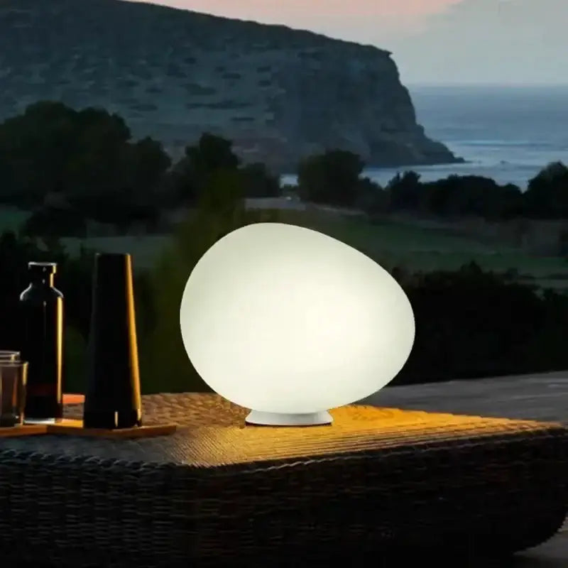 White Egg Glass Floor Lamp for Living Room