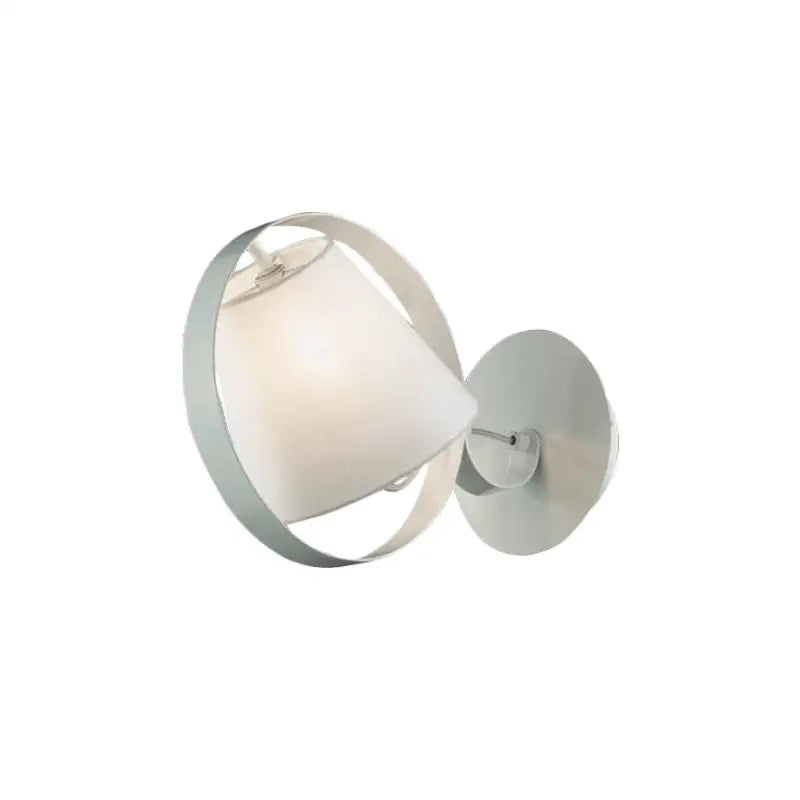 White fabric wall sconce with circular metal frame and wall mount Decorbites on Tampa Home & Garden Store