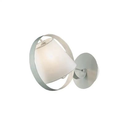 White fabric wall sconce with circular metal frame and wall mount Decorbites on Tampa Home & Garden Store