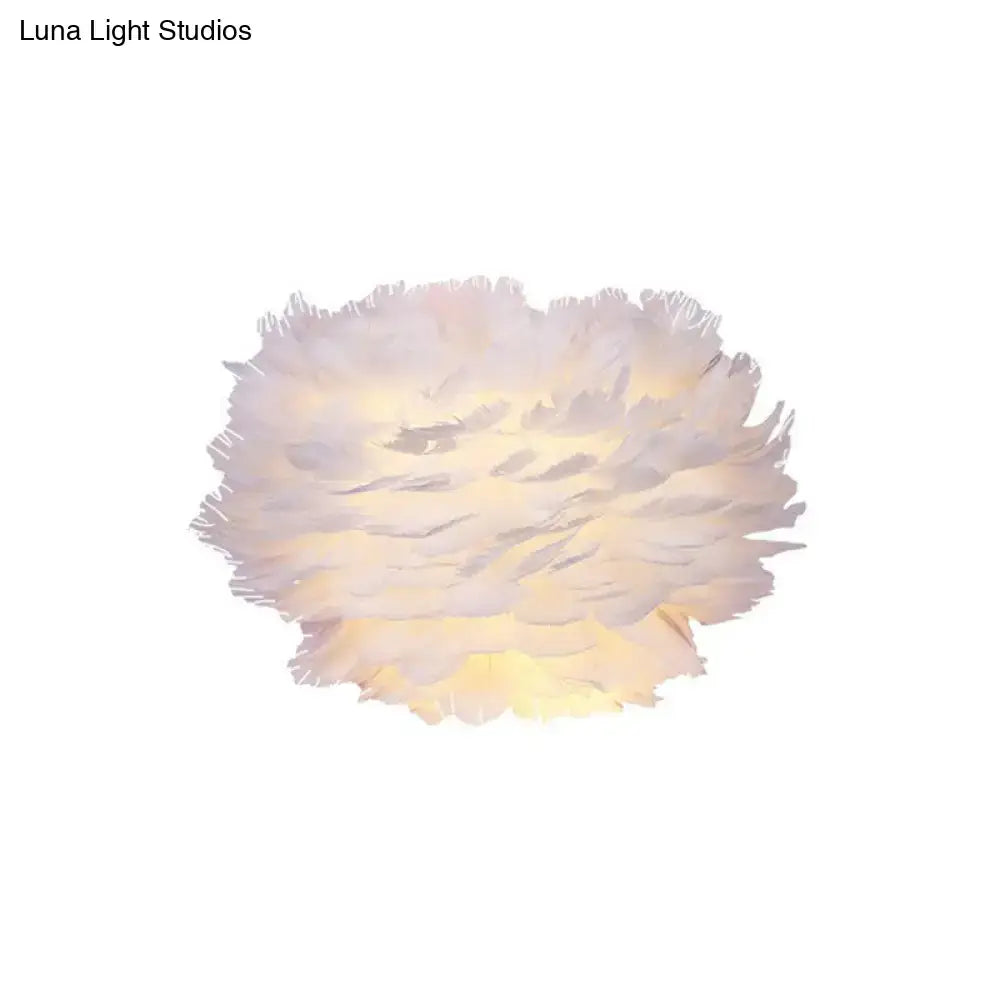 White Floral Wall Mount Light - Minimalist Feather Sconce for Bedroom