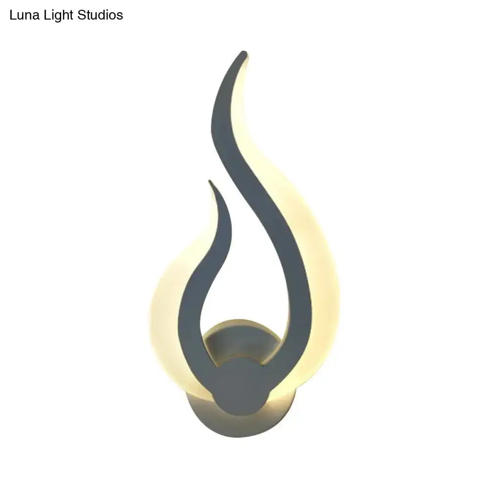 White acrylic flame sconce wall light, gray inner flame with warm glow, Decorbites on Tampa Home & Garden Store