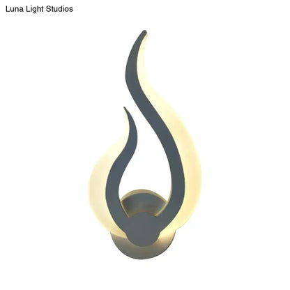 White acrylic flame sconce wall light, gray inner flame with warm glow, Decorbites on Tampa Home & Garden Store