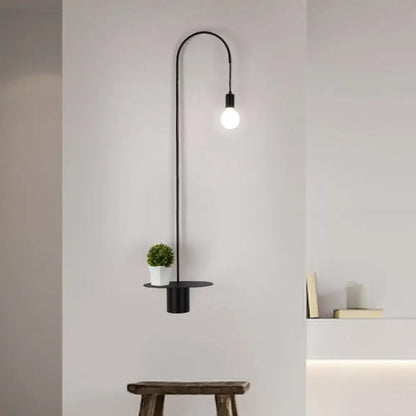 Decorbites white gooseneck wall sconce with exposed bulb and small shelf on Tampa Home & Garden Store