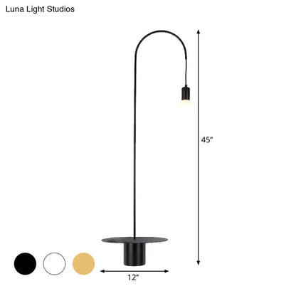 White Gooseneck Wall Sconce and Built Shelf