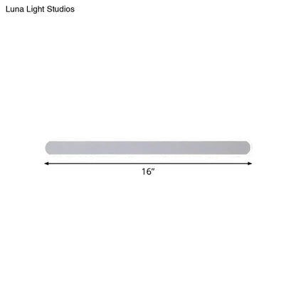 White LED acrylic vanity sconce, 16-inch slim bar with rounded ends, Decorbites on Tampa Home & Garden Store
