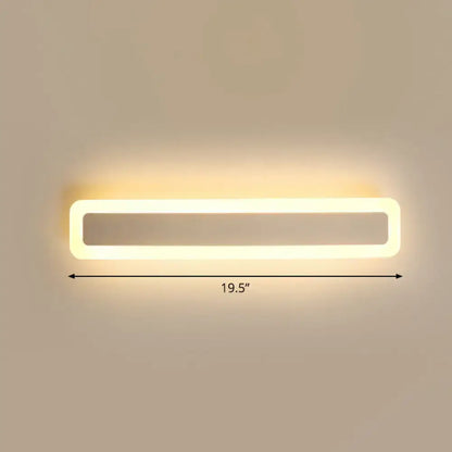 Minimalist white LED vanity light bathroom wall sconce, 19.5 inches long, Decorbites, warm glow on Tampa Home & Garden Store