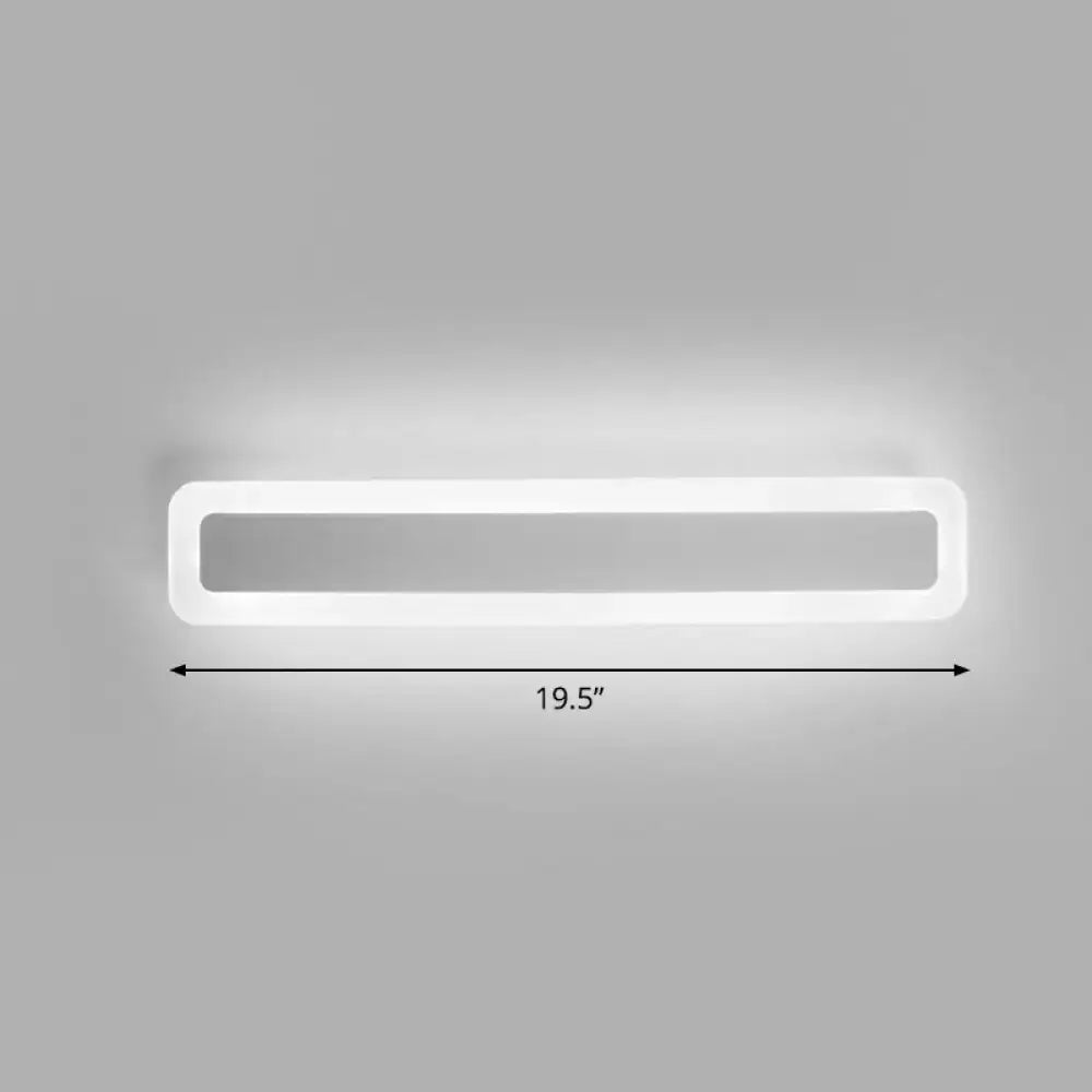 Decorbites minimalist white LED vanity light wall sconce, 19.5 in wide, rectangular glow on Tampa Home & Garden Store