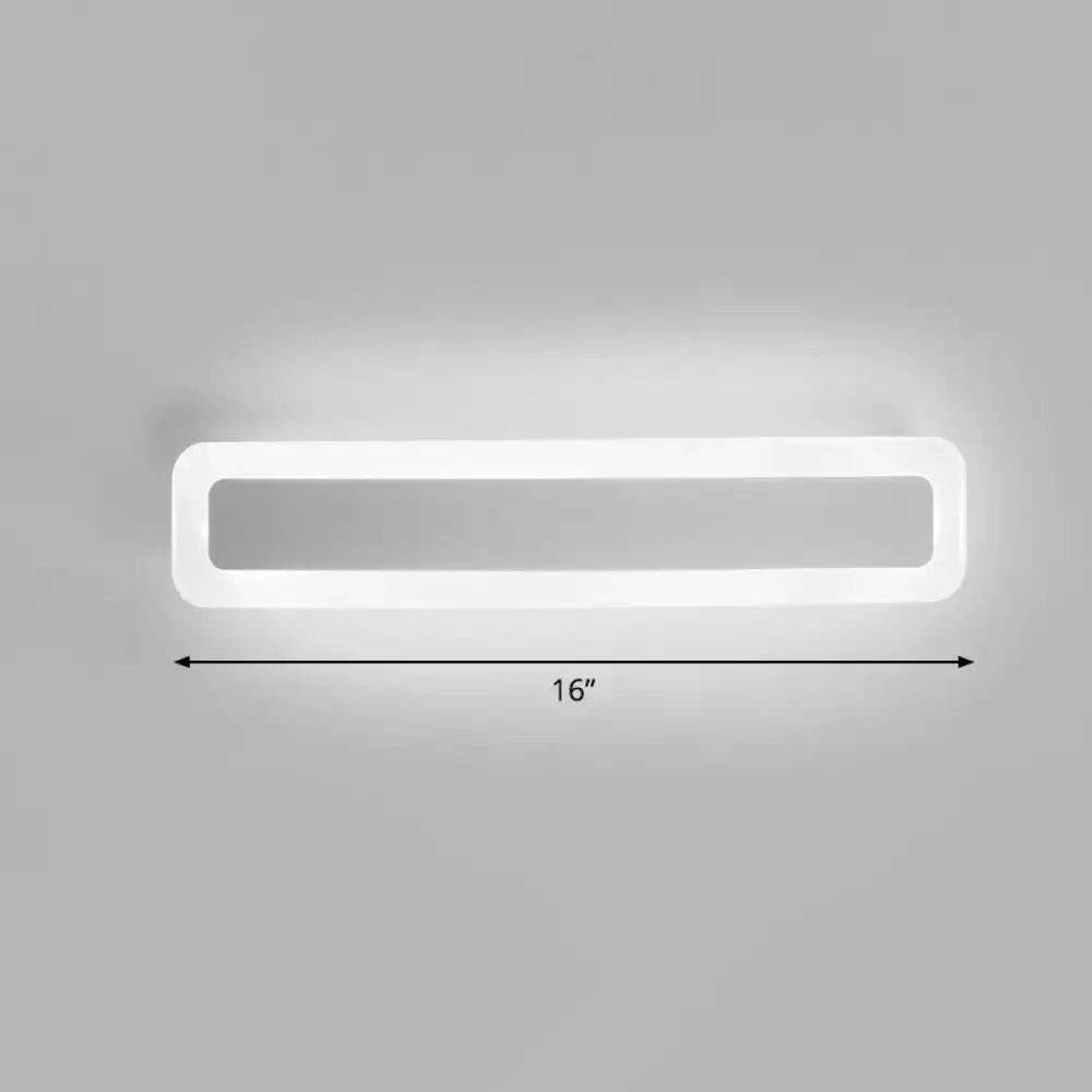 Decorbites minimalist white LED vanity light wall sconce 16-inch bathroom fixture rounded frame on Tampa Home & Garden Store