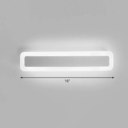 Decorbites minimalist white LED vanity light wall sconce 16-inch bathroom fixture rounded frame on Tampa Home & Garden Store