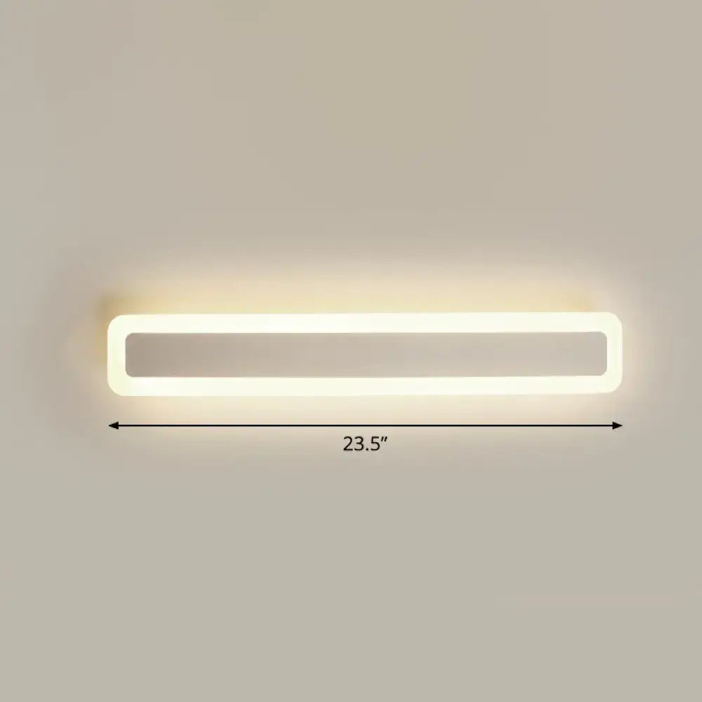 Minimalist white LED vanity light wall sconce with rounded rectangular frame Decorbites on Tampa Home & Garden Store
