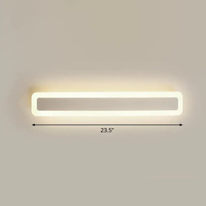 Minimalist white LED vanity light wall sconce with rounded rectangular frame Decorbites on Tampa Home & Garden Store