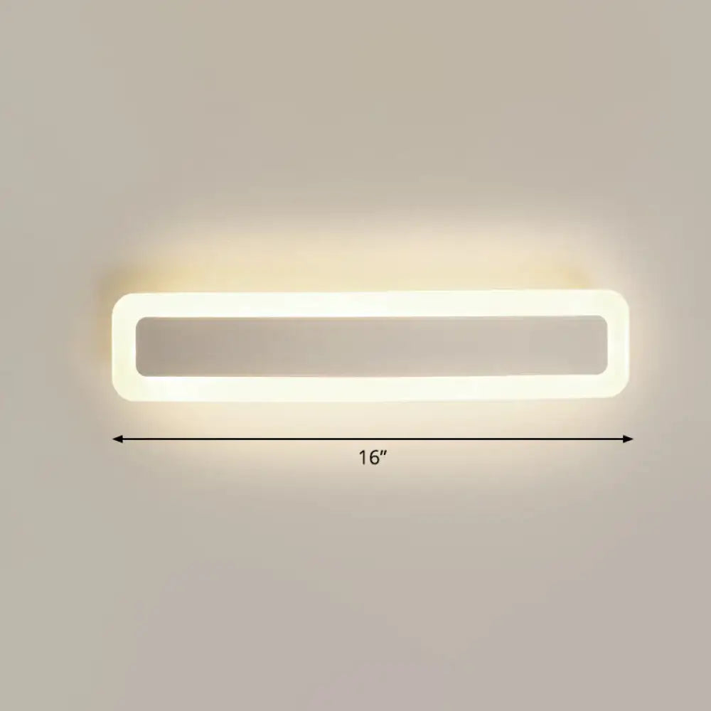 Minimalist white LED vanity light bathroom sconce by Decorbites 16in backlit rect frame on Tampa Home & Garden Store