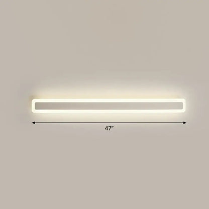 Minimalist white LED vanity light bathroom wall sconce by Decorbites, 47-inch long on Tampa Home & Garden Store