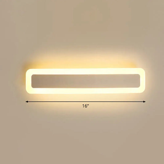 Minimalist white LED vanity light wall sconce by Decorbites, 16in long on Tampa Home & Garden Store