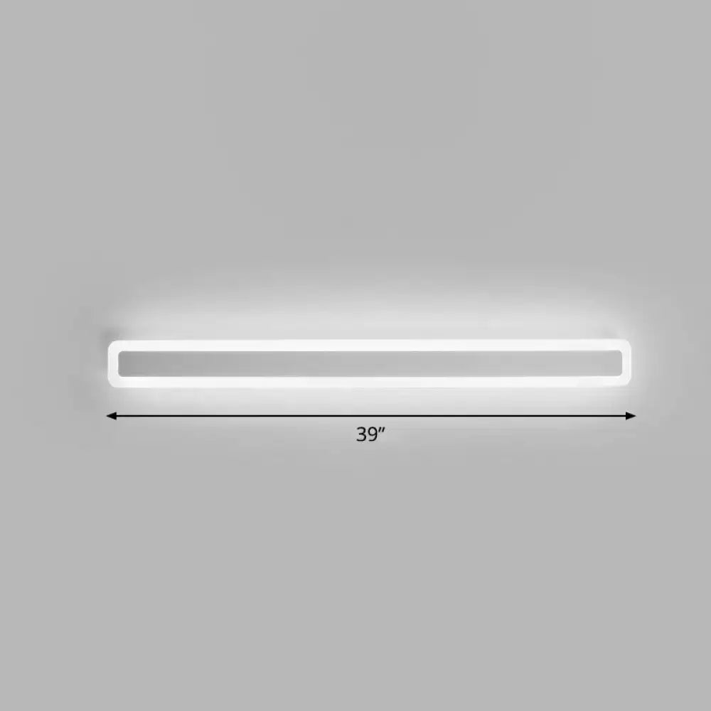 Minimalist white LED vanity light bathroom wall sconce by Decorbites, 39-inch long rectangular bar on Tampa Home & Garden Store
