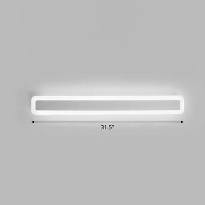 Decorbites minimalist white LED vanity light bathroom wall sconce, 31.5" long, rounded rectangular frame on Tampa Home & Garden Store