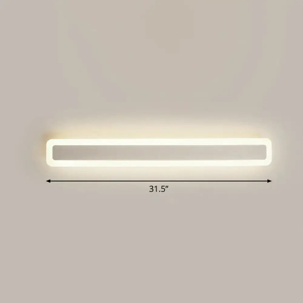 Minimalist white LED vanity light wall sconce by Decorbites, 31.5in long on Tampa Home & Garden Store